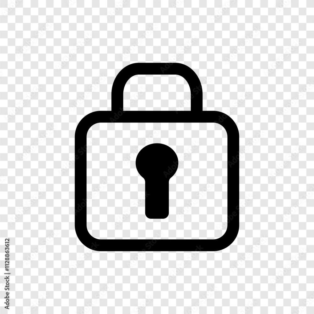 Poster lock simple icon vector. flat design. transparent grid
