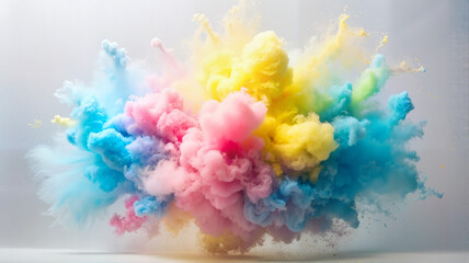 Fototapeta premium Soft pastel powder explosion on white