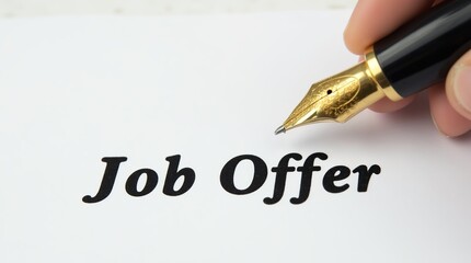 Close-Up of Elegant Fountain Pen with Gold Nib on Job Offer Document