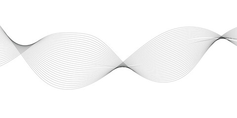 Abstract wavy white and grey curved lines on transparent background. Frequency sound wave lines and technology background, Design for brochure, flyer, banner, template, business wave lines background.