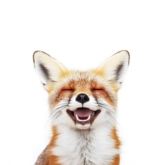 Happy Lucky Smiling isolated Playful Fox Wildlife Animal white background