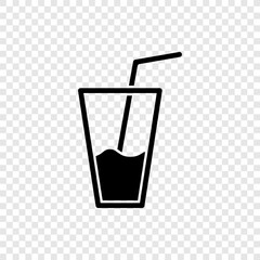 Glass with straw simple icon vector. Flat design. Transparent grid