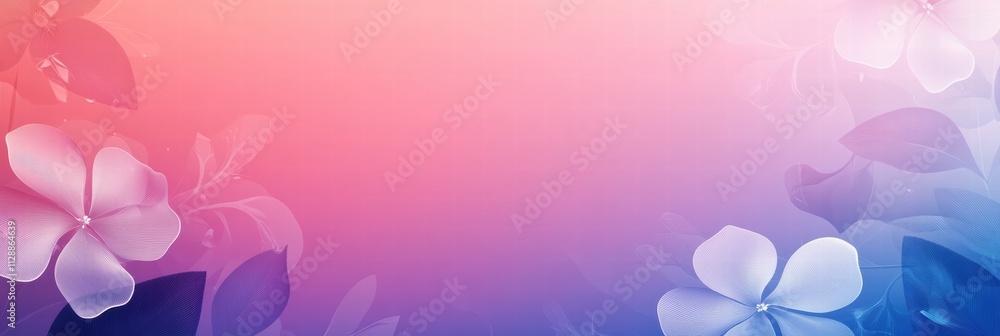 Poster floral elements enhance vibrant abstract gradient background filled with soft colors