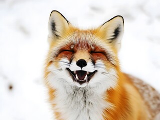 Fototapeta premium Happy Lucky Smiling isolated Playful Fox Wildlife Animal