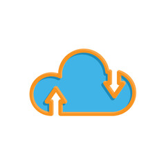 cloud computing. Infrastructure technology, data system storage service concept. Upload and download icons. colored flat design style. vector template design