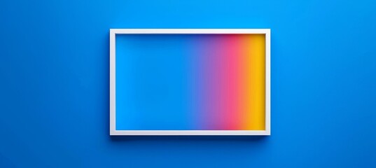 Abstract billboard design with blue neon light rectangle frame glow background. Led border line with laser shine effect banner. Horizontal night music club party modern round signage.