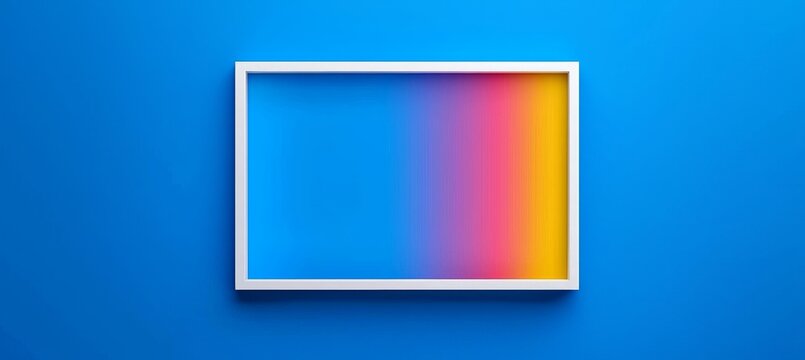 Abstract billboard design with blue neon light rectangle frame glow background. Led border line with laser shine effect banner. Horizontal night music club party modern round signage.
