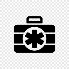 First aid kit simple icon vector. Flat design. Transparent grid