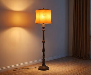 Warm glow from a floor lamp with a ceramic shade, lamp, soft, shade