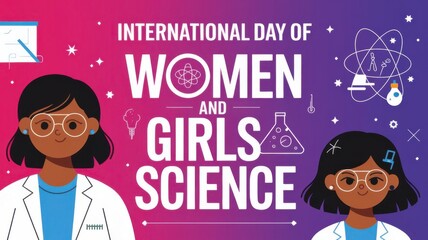 International Day of Women and Girls in Science Background Highlighting Empowering Women
