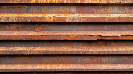 Rusty Metal Surface with Textured Layers of Corroded Steel Plates and Industrial Feel