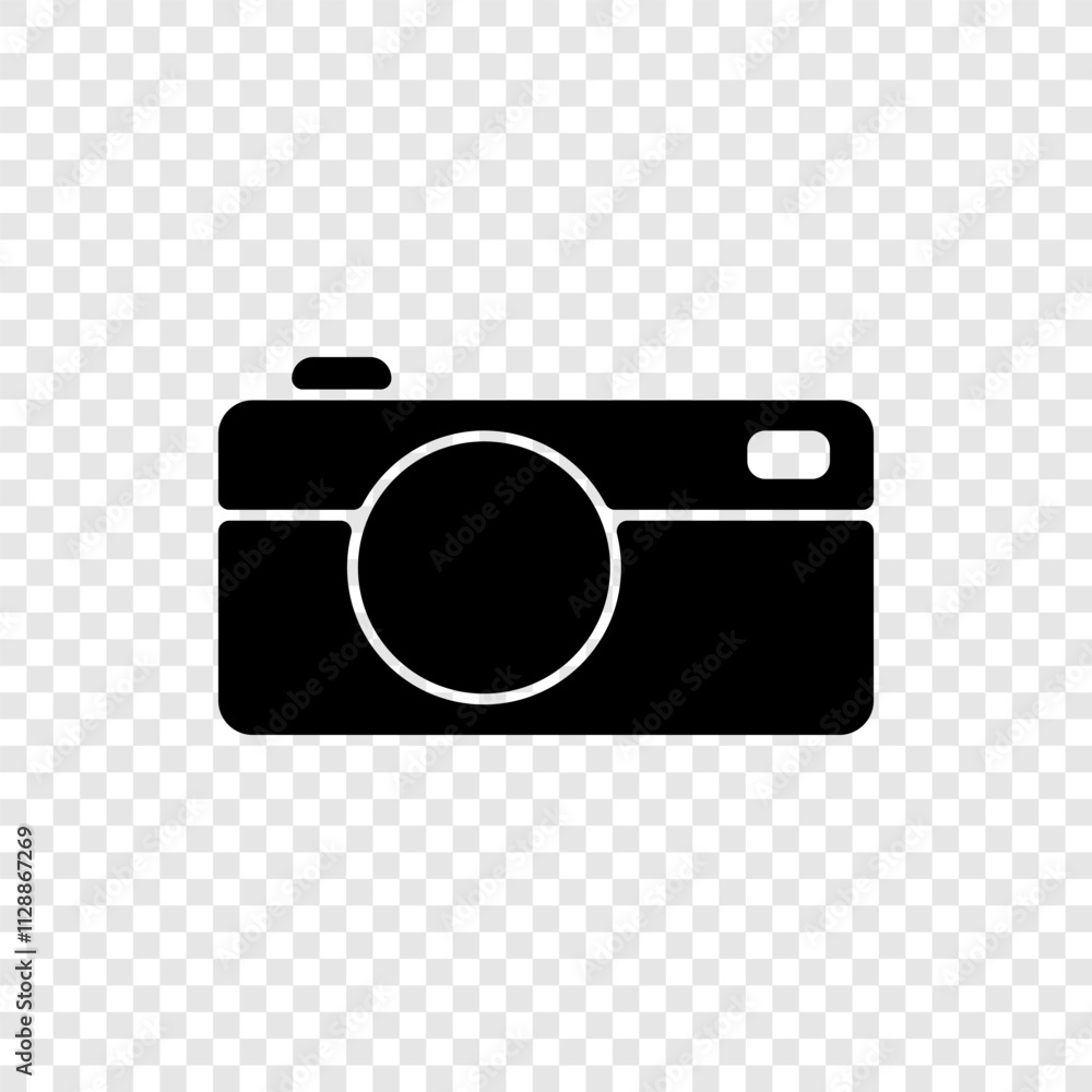 Poster camera simple icon vector. flat design. transparent grid