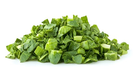 Chopped Mustard greens isolated in white background