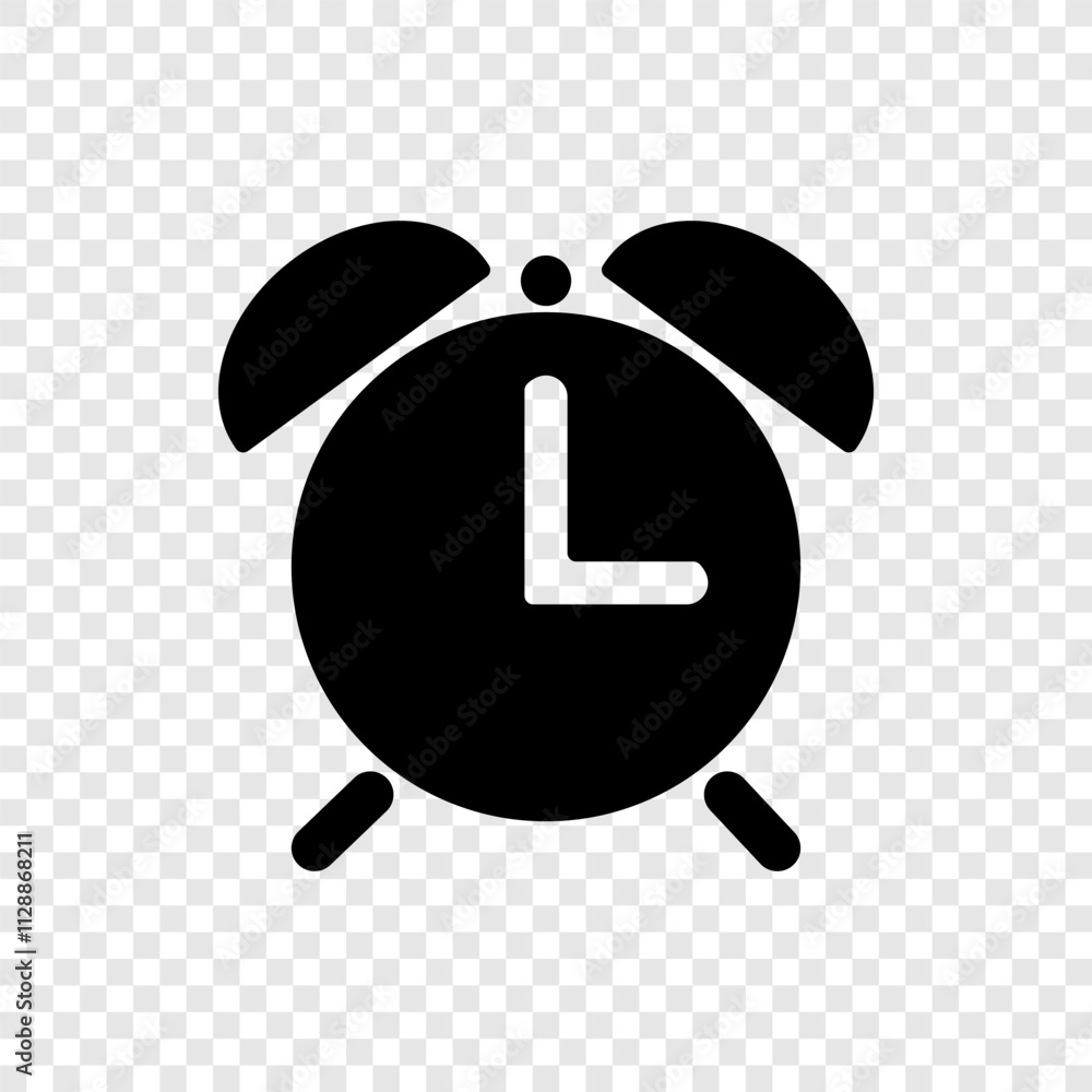 Poster alarm clock simple icon vector. flat design. transparent grid