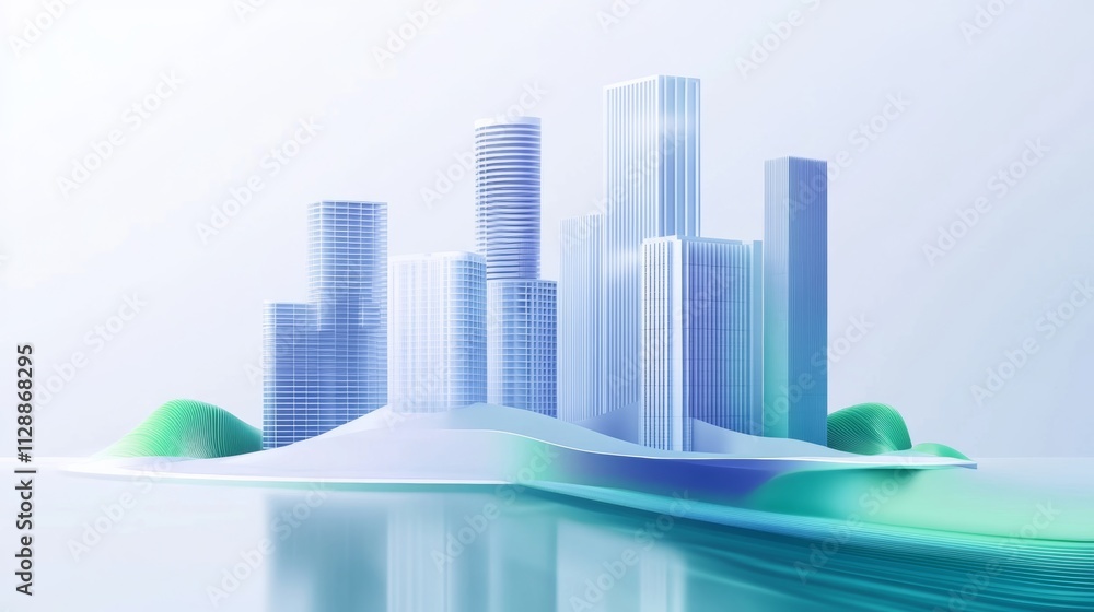 Poster gradient architecture blueprint of a modern city building background in a serene environment for urb