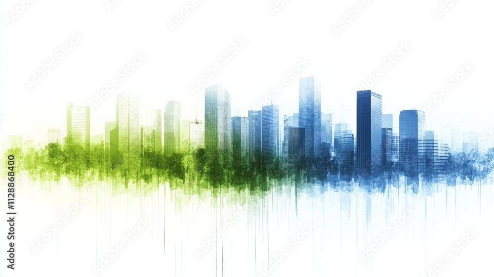 Poster gradient blueprint of modern architecture in a vibrant city background building the future with inno
