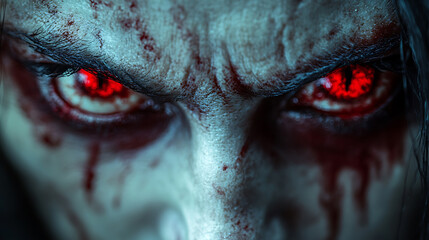 portrait of a evil demonic vampire face