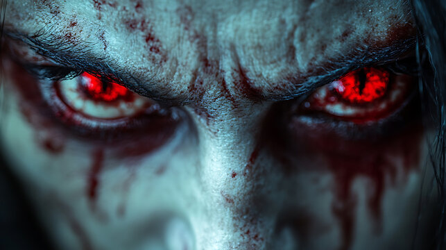 portrait of a evil demonic vampire face