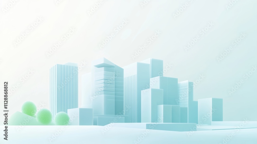 Aufkleber gradient architecture blueprint of a modern city building with soft background urban environment aer