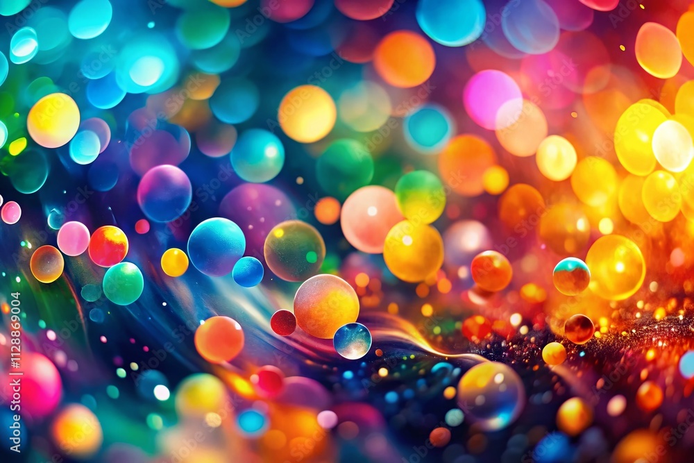 Poster colorful abstract background featuring unique shapes and bokeh effect, ideal for artistic displays a