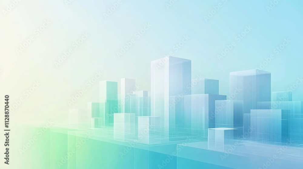 Poster gradient city architecture background blueprint of modern buildings in a vibrant urban environment