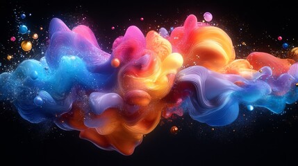 Abstract 3D liquid smoke with a colorfull finish Background. Generate Ai