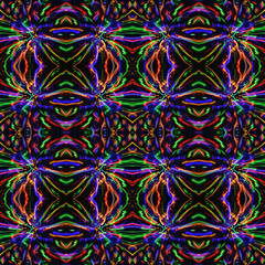 A background of irregular colored lines running from the center as a pattern