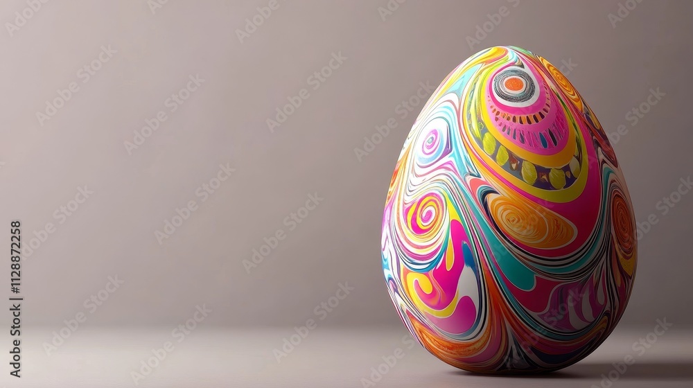 Fototapete an egg-shaped text box with colorful patterns.