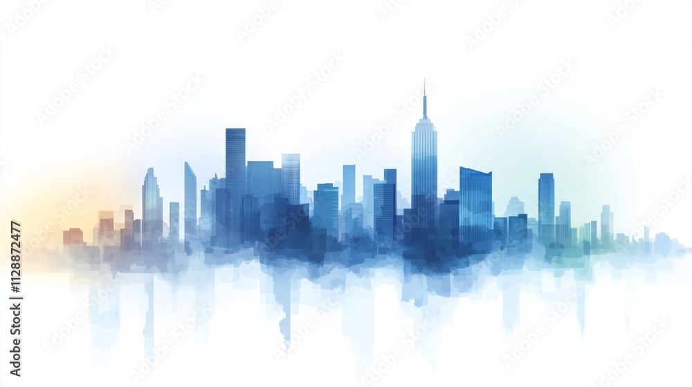 Aufkleber gradient architecture blueprint of a building in a city skyline background modern urban environment 