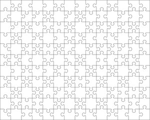 Illustration of big white puzzle, separate parts