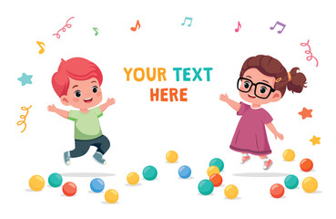 happy kids jump and play vector illustration isolated