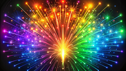 Naklejka premium Vibrant multicolor fireworks burst