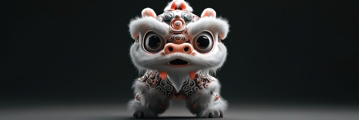 Adorable stylized lion dance costume character model