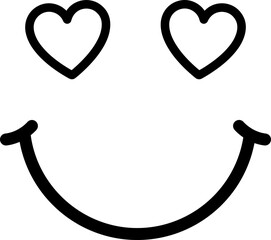 smiling face with heart eyes outline vector.
Valentine's Day Smiley Emoji Icon.
Isolated Valentine's Day element.
Transparent background.