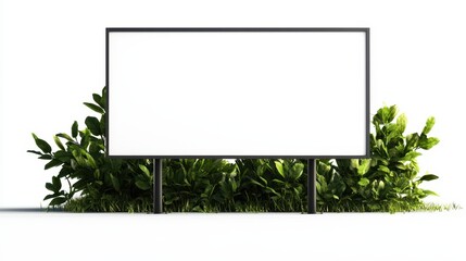 Fototapeta premium Blank Billboard Surrounded by Lush Greenery and Fresh Vegetation