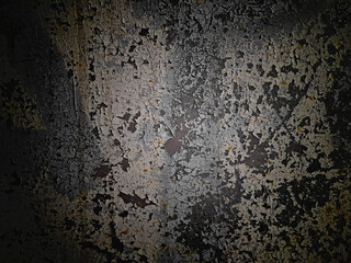 Dark gray peeling paint surface as background