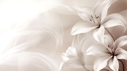 Elegant Lilies Blossom Against Soft Neutral Background
