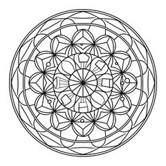Black and White Mandala Outline Artwork Pattern - Mandalas Coloring Page for Beginners, Adults.