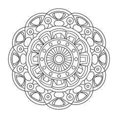 Black and White Mandala Outline Artwork Pattern - Mandalas Coloring Page for Beginners, Adults.