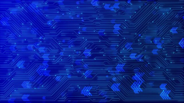 Artificial Intelligence Blue circuit electric line style. Digital futuristic machine learning AI graphic design for website, social media, mobile app. processor Quantum computer, large data processing