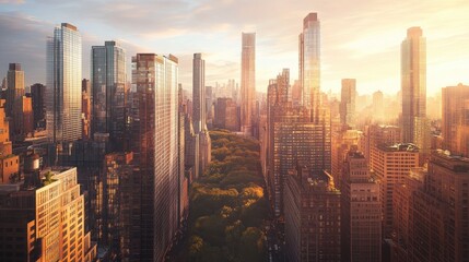 Obraz premium Tall buildings and coins are the same height
