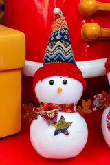 a cute Christmas snowman at vertical composition