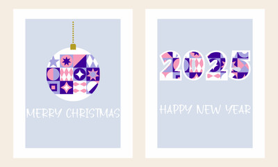 New Year's card. New Year and Christmas greeting card. The postcard is drawn in the style of abstraction
