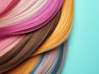 Fototapeta premium A vibrant rainbowcolored hairstyle in a studio setting
