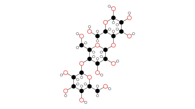 dextrin molecule, structural chemical formula, ball-and-stick model, isolated image e1400