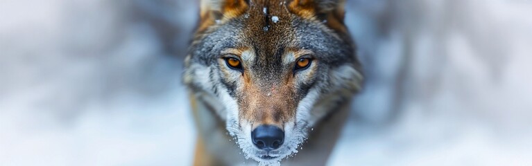 Fototapeta premium Close up of a Wolf in Snowy Wilderness, Concept of Wildlife, Predator