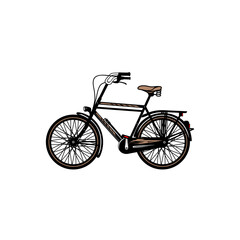 Fototapeta premium classic dutch bycycle side view black brown color vector illustration