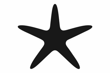 Starfish Silhouette Icon on White Background - Coastal Design Element