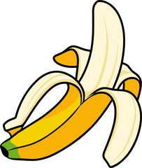 A peeled ripe banana isolated on a white background