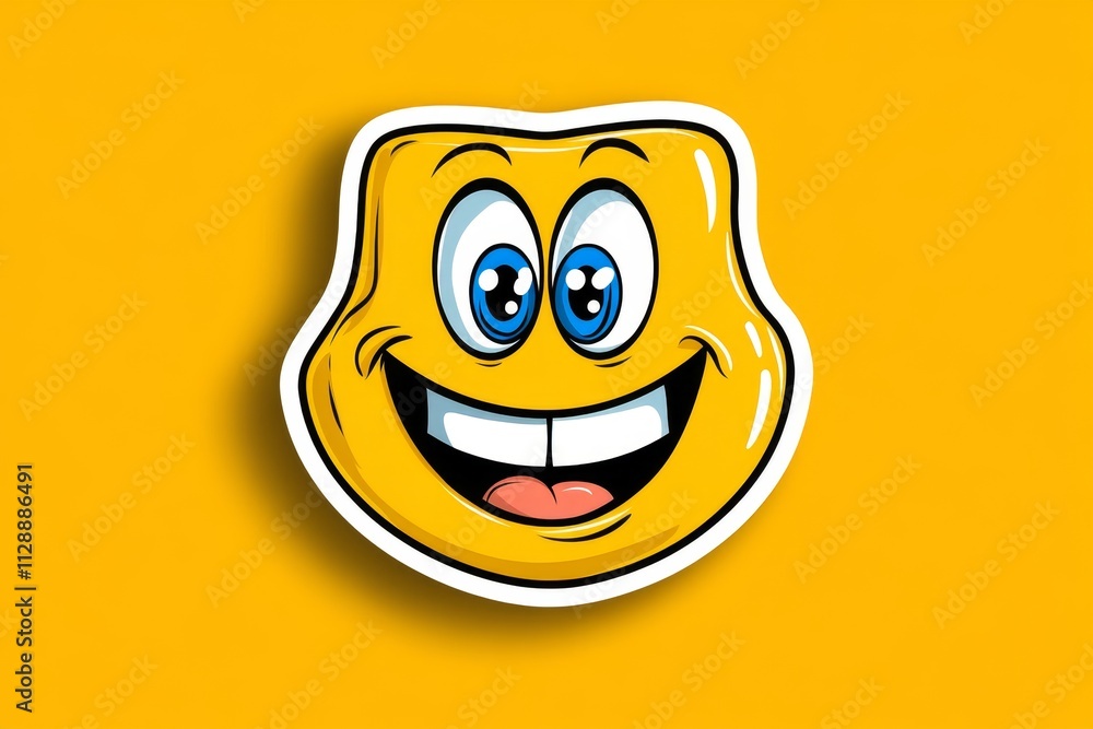 Aufkleber a minimalist flat design of a smiley face transitioning through emotions, with clean lines and bold,